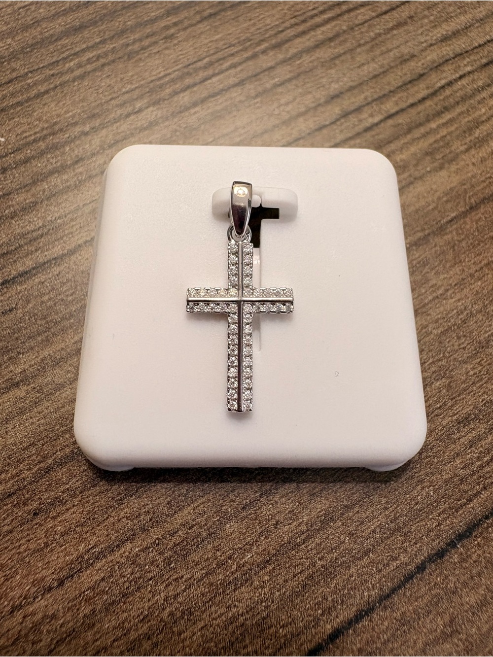 Sterling Silver Moissanite Cross Pendant - Picture 3 of 6